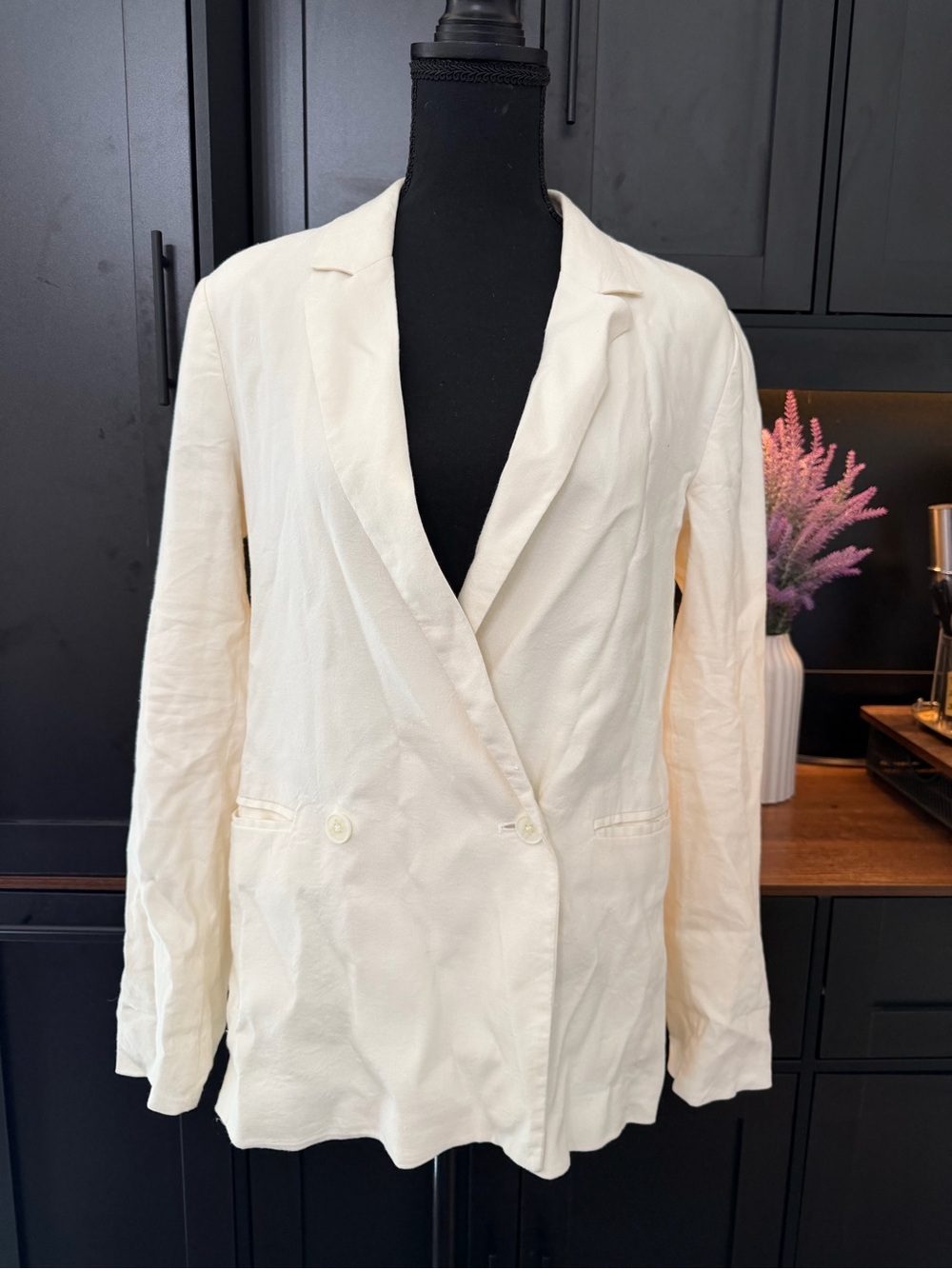 GAP Cream Double-Breasted Blazer Jacket